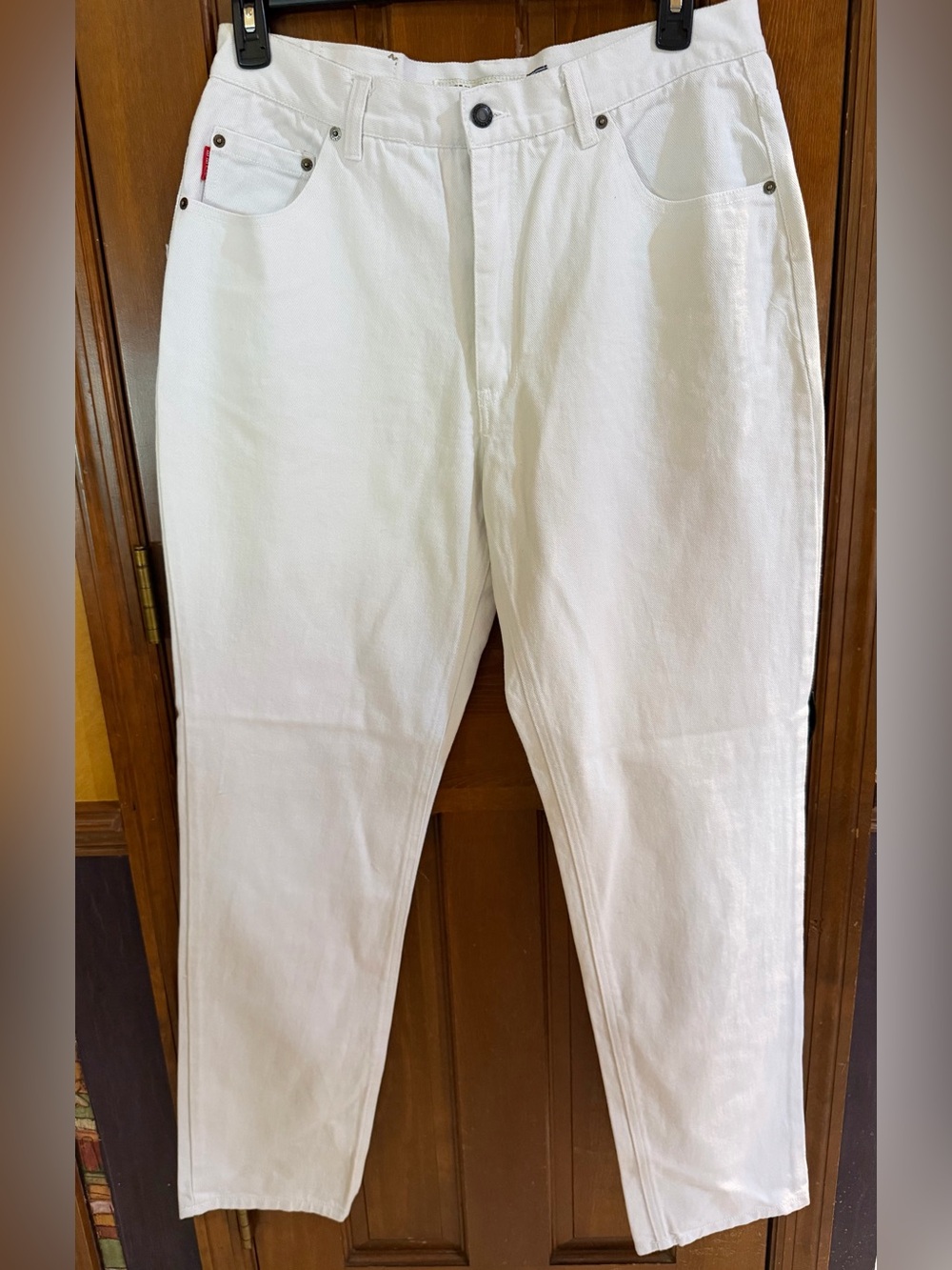 Vintage 90s Bugle Boy 750 White Denim Jeans Relaxed Straight Taper 36x34 Taiwan